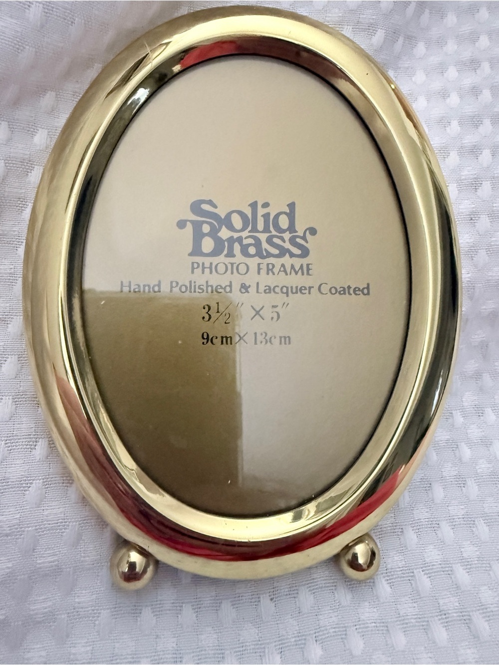 Vintage Solid Brass Oval Photo Frame 3.5x5 with Ball Feet